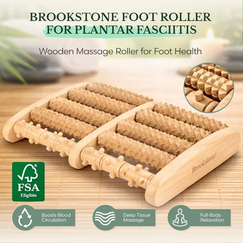 Miniatura 3 de Brookstone Masajeador de pies para neuropatía y alivio de la fascitis plantar, masajeador de rodillo de madera para pies, alivio del dolor