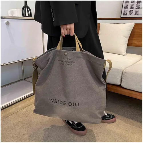 Miniatura 3 de Sumleno Bolso de mano de lona grande para mujer, bolso de trabajo para hombro, bolso cruzado con asa superior, estilo vintage, estilo grunge, hobo