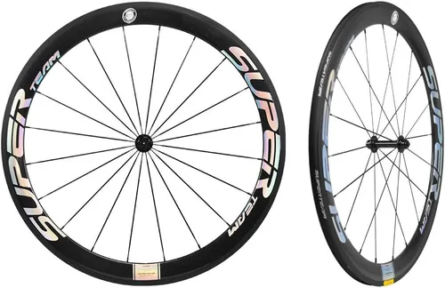 Miniatura 2 de Superteam Ruedas de Bicicleta de Carretera de Fibra de Carbono 700C, Juego de Ruedas Clincher de 50mm, Mate de 23 de Ancho Plateado