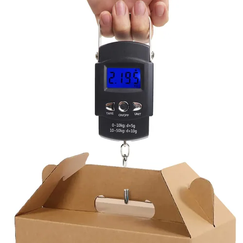 Miniatura 5 de Báscula de pesca, máx. 110 libras110.2 lbs, balanza de equipaje retroiluminada, pantalla LCD portátil, balanza digital para colgar con cinta métrica.