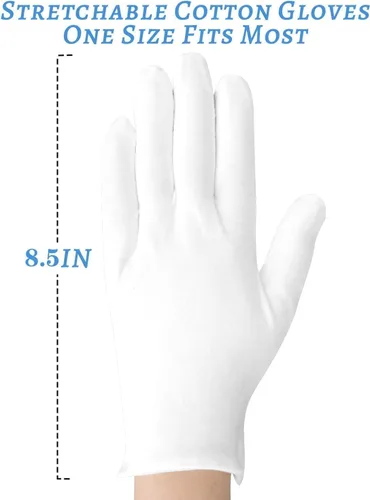 Miniatura 8 de 5 pares (10 unidades) guantes hidratantes durante la noche para hombres y mujeres, guantes de algodón blanco lavables para SPA para manos secas