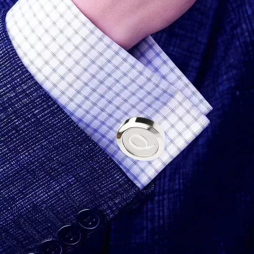 Miniatura 5 de Gemelos y tachuelas para hombre, camisas de esmoquin de negocios, iniciales de boda, alfabeto A-Z, Cobre