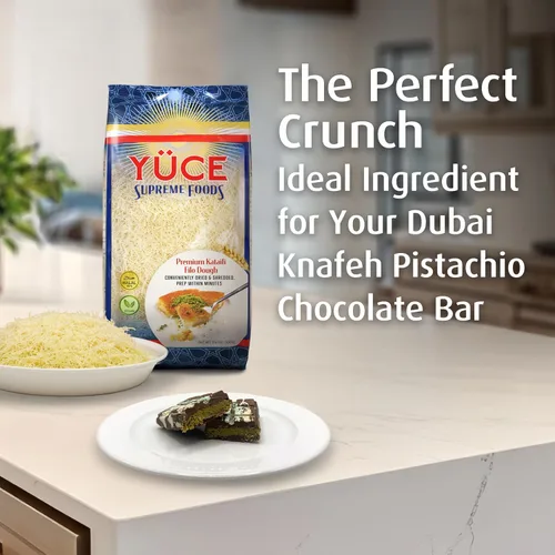 Miniatura 4 de YÜCE Supreme Foods Kataifi Masa de fillo rallada 17.64 oz (17.6 onzas), ingrediente para la barra de chocolate viral Dubai Pistacho, masa filo