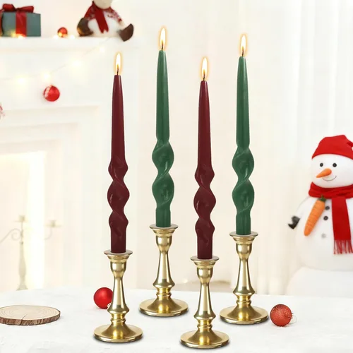 Miniatura 23 de Velas en espiral de Navidad, velas cónicas doradas, 10 pulgadas, sin perfume, para regalo de invierno, vacaciones, Navidad, decoración del hogar
