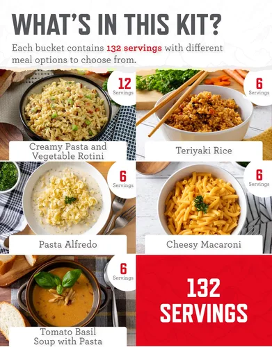 Miniatura 4 de ReadyWise Suministro de alimentos de emergencia: 132 porciones, cubo de supervivencia, comidas de proteínas deshidratadas y liofilizadas, artículos