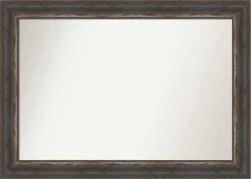 Miniatura 343 de Amanti Art Espejo de baño marrón para sobre el fregadero, 25 x 25 pulgadas, hecho a medida, espejo de tocador cuadrado marrón medio, marco de madera