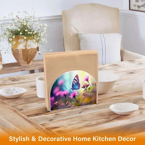 Miniatura 5 de Napkin Holder Butterfly Flowers Napkin Holders for Tables, Clear Acrylic Napkin Holders Cocktail Napkin Holder for Kitchen Restaurant Bar Home Decor