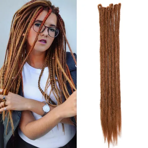 Miniatura 6 de Extensión de rastas de 24 pulgadas, color degradado para hip-hop, sintéticas, resistentes al calor, extensiones de rastas de terror reggae, Bleach