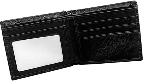 Miniatura 3 de Balck - Cartera vintage de cuero real con tarjetero y cadena para hombre, Negro -, Vintage