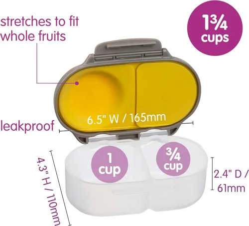 Miniatura 7 de b.box Batman Snack Box - Recipientes a prueba de fugas de 2 compartimentos para niños, mini caja Bento para niños y niños pequeños, contenedores