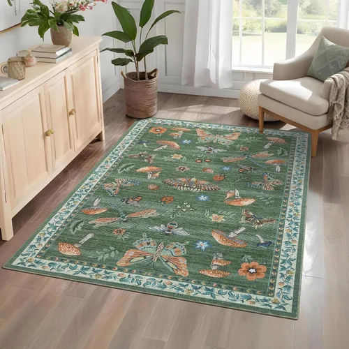 Miniatura 43 de ROYHOME - Alfombra con diseño de hongos e insectos, para pasillos, cocina o baño, antideslizante, lavable, suave, larga, 2 x 6, beige
