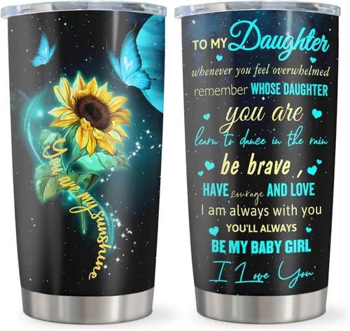 Regalo para hija de mamá/papá, Navidad/cumpleaños/regalos de graduación para hija, ideas de regalo para hijas adultas, vaso de 20 onzas, 1 unidad