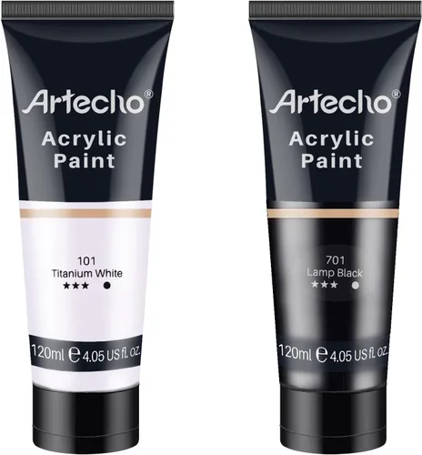 Miniatura 18 de Artecho - Pintura acrílica blanco titanio (120 ml / 4.05 oz), tubos de pintura para manualidades artísticas sobre lienzo, piedra, roca, madera