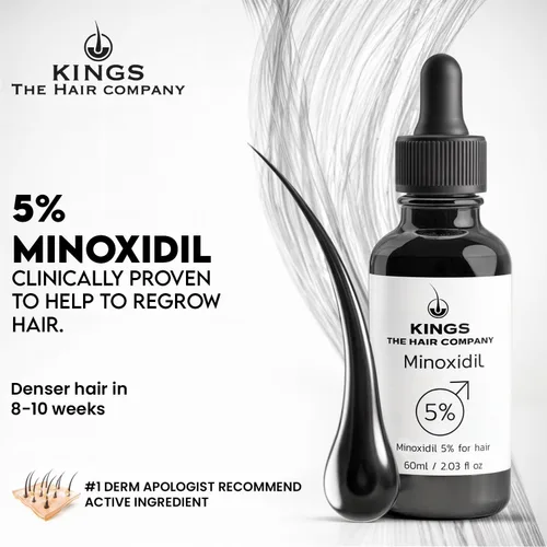Miniatura 3 de Kings Topical - Fórmula de minoxidil al 5% para hombres sin alcohol, combate el adelgazamiento, el patrón masculino y la pérdida de cabello