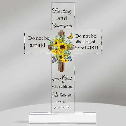 Miniatura 14 de Regalos Cristianos de Acrílico Chunful para Mujer y Hombre Cruz de Jesús Religiosa y Decorativa con Versículos de la Biblia y Oraciones Cruz