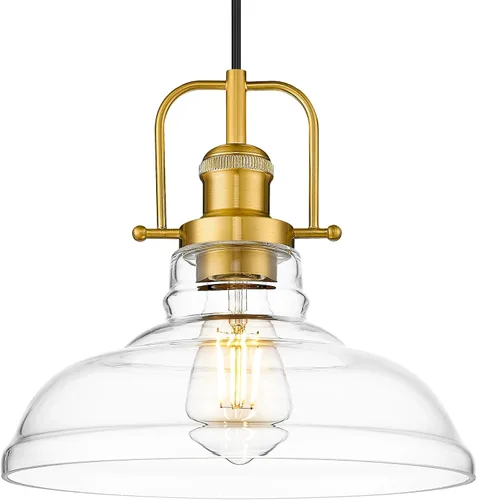 Miniatura 11 de FEMILA Iluminación colgante de cocina moderna de 11 pulgadas sobre la isla, lámpara colgante dorada de granja, altura ajustable, acabado dorado