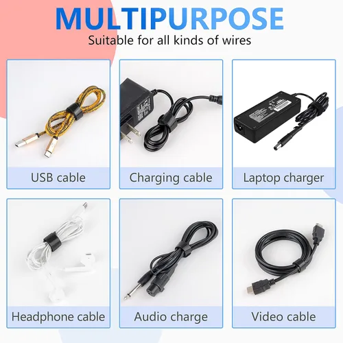 Miniatura 4 de 60 Sujetadores para Gestión de Cables, Envolturas para Cables Negras de 6 Pulgadas, Sujetadores Reutilizables para Cables Ordenados, PC, TV