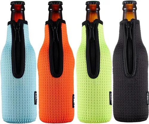 Miniatura 7 de Fundas aislantes para botellas de cerveza 12 oz 330 ml; cubiertas estándar para botellas de cerveza; chaqueta para botellas con cremallera; fundas