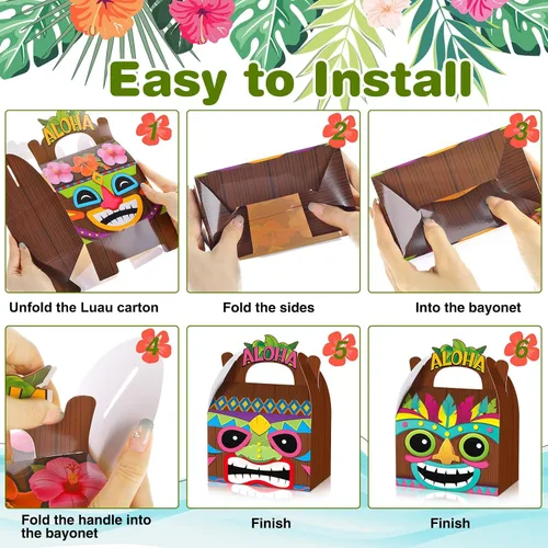 Miniatura 3 de Glenmal 12 cajas de fiesta hawaianas Aloha Tiki Luau con asas de verano para el festival Aloha Hawaiian y Luau suministros de fiesta