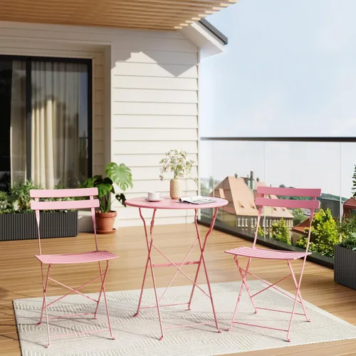 Miniatura 2 de GarveeLife Juego de Bistró Plegable de 3 Piezas, Juego de Muebles de Patio Plegables con Marco Premium, Mesa de Bistró para Exteriores y Juego de 2