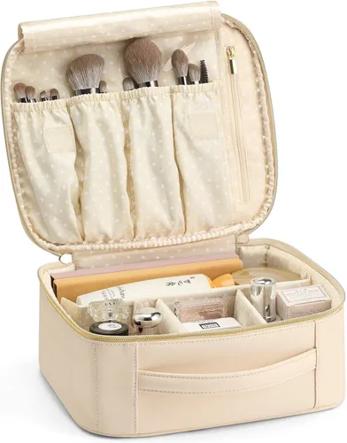 Vlando - Bolsa de maquillaje de viaje, organizador de bolsa de maquillaje, ideas de regalo para mujeres y niñas, bolsa de almacenamiento de