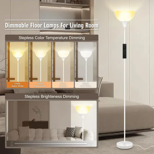 Miniatura 2 de Lámparas de pie para sala de estar, lámparas de pie Torchiere de 71'' con control remoto, temperatura de color y brillo ajustables 2700K-6500K