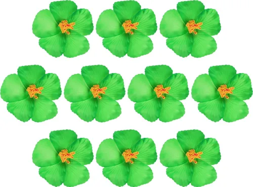 HOMSFOU 10 piezas de flores tropicales de hibisco sintético, decoraciones florales hawaianas para interiores y exteriores, suministros de fiesta,