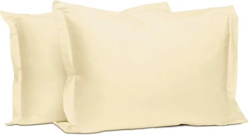 Miniatura 47 de Pizuna Juego de 2 fundas de almohada de 100 % algodón puro, tamaño estándar, color blanco, lujosas fundas de almohada de 400 hilos de satén