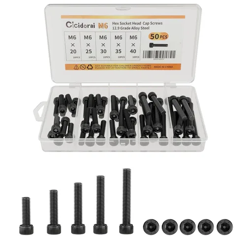 Miniatura 10 de Tornillos de cabeza de botón M6 x 0.315 in, 0.472 in, 0.630 in, 0.787 in, 0.984 in, cabeza de botón, acero de aleación de grado 10.9, unidad