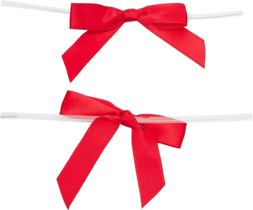 Miniatura 9 de Juvale Lazos para atar torcidos, 100 unidades, cinta de satén blanca, 3 x 2.5 pulgadas, lazos de regalo preatados, lazos para pasteles