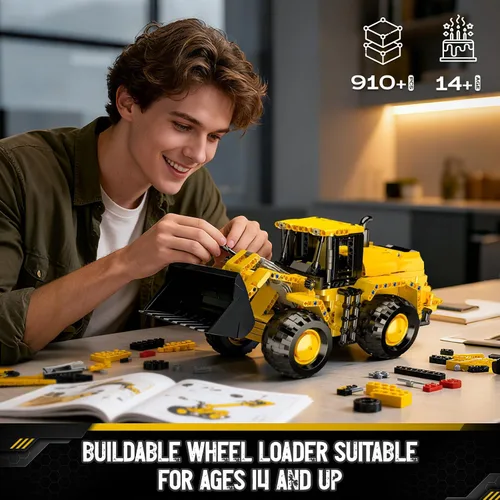 Miniatura 5 de Mould King 17084 - Juego de bloques de construcción para cargadora de ruedas, juguete de vehículo de ingeniería para construir, modelo de excavadora