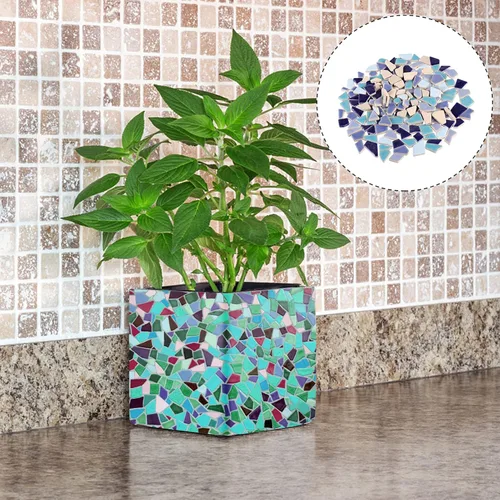 Miniatura 2 de EXCEART Azulejos de mosaico de cerámica rotos de 7.05 oz, piezas de mosaico de cerámica, piezas de azulejos de cerámica, azulejos esmaltados