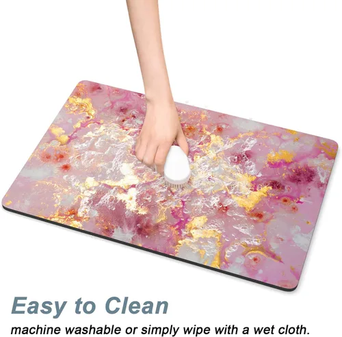 Miniatura 5 de Rnivvi Tapete de comida para perros, 16" x 24" absorbente, tapete para tazones de perros y gatos para comida y agua, bonita alfombra de goma