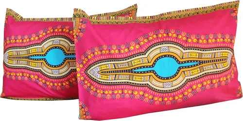 Miniatura 14 de RaanPahMuang Fundas de almohada en African Dashiki Art 100% algodón tejido Batik estampados, juego de 2 fundas, negro amarillo