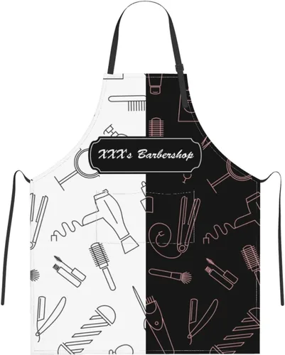 Miniatura 22 de Delantal de barbería personalizado para hombres y mujeres, delantal de peluquería con texto personalizado con bolsillos, delantal personalizado