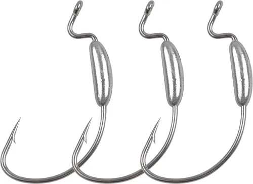 Anzuelos de pesca con peso Swimbait, 10/20 piezas de anzuelos de pesca con gusano pesados, ganchos de espacio extra anchos de plástico suave,