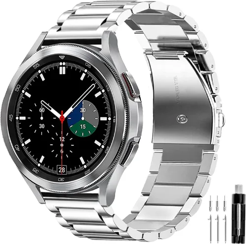 Miniatura 9 de GOLDTOLUCK Correa de acero inoxidable compatible con Samsung Galaxy Watch 8 7 6 5 4 Classic FE Pro 40mm 44mm 46mm 43mm 47mm 45mm 42mm 20mm