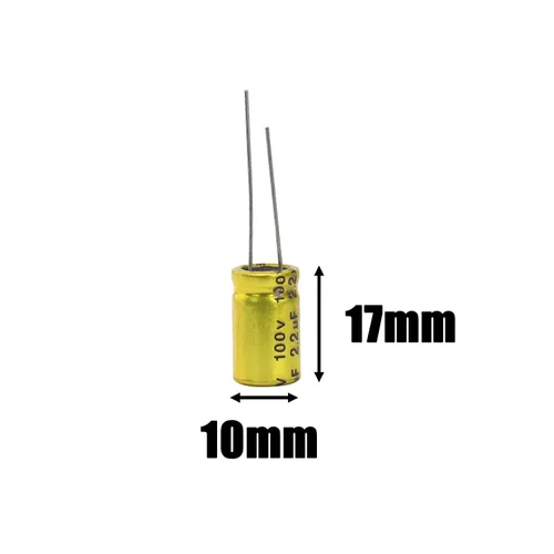 Miniatura 2 de 10 unids 2.2uF 100V condensador electrolítico no polarizado 10x17mm (0.39x0.67in) NP para audio tweeter condensador divisor de frecuencia
