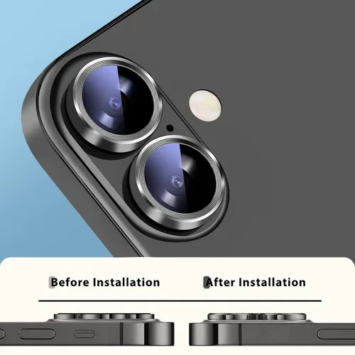 Miniatura 3 de Paquete de 2X2 Protector de Lente de Cámara para iPhone 17, iPhone 16 Plus/ 16 Protector de Pantalla de Lente de Vidrio Templado Cubierta de Cámara