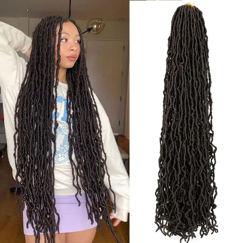 Miniatura 30 de Umylar - Paquetes de 7 rastas sintéticas de ganchillo de 24 pulgadas / 61 cm., extensiones de rastas suaves de diosa, cabello sintético de ganchillo