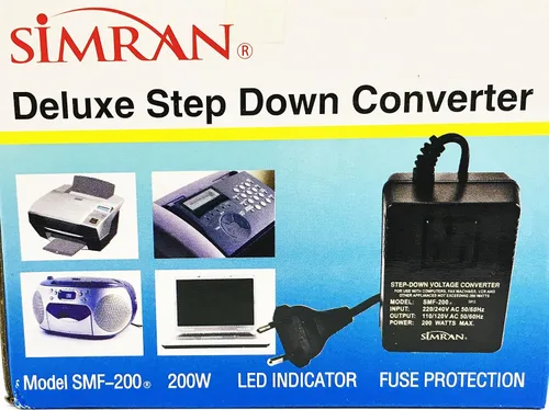 Miniatura 3 de Simran SMF-200 Deluxe 200 vatios, conversor de voltaje para viajes internacionales a países con 220 V.