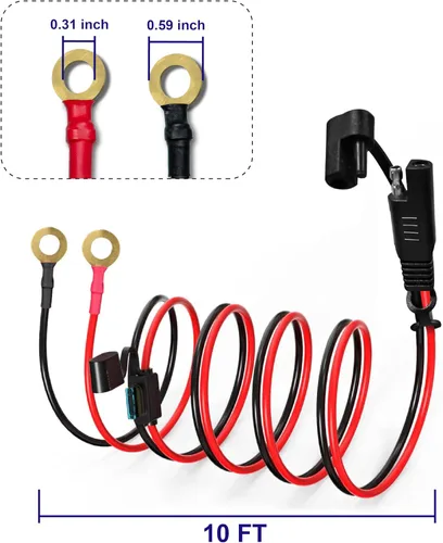 Miniatura 2 de BFXM Cable de Carga 10AWG 3.05MT, Arnés de Desconexión Rápida de Terminal de Junta Tórica SAE, Cables de Extensión de Conectores SAE de 2 Pines