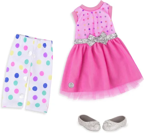 Ropa y accesorios para muñecas Glitter Girls de 14 pulgadas – Vestido y leggings de conjunto regular brillante – Para niñas de 3 años en adelante –