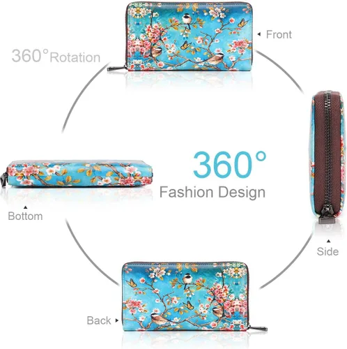 Miniatura 2 de APHISON - Billetera para mujer con bloqueo RFID tarjetero monedero porta teléfono estilo caricatura cartera con pulsera para damasniñas caja