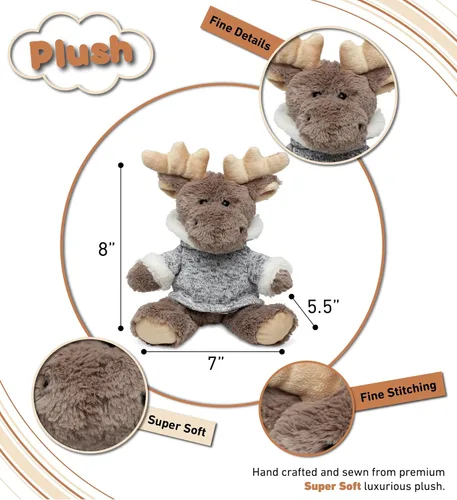 Miniatura 3 de Puzzled DolliBu - Peluche de alce de peluche, alce sentado con suéter gris, adorable juguete de peluche abrazable para niños y adultos, 9 pulgadas