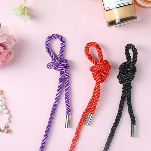 Miniatura 6 de Cuerda suave de seda, cuerda suave de nailon suave y sedosa, color negro y rojo, duradera, multiusos, trenzado de satén, 32 pies, 0.315 in