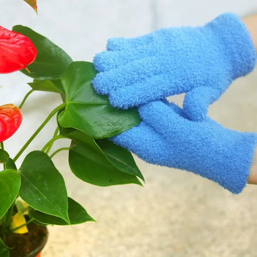 Miniatura 9 de Guantes de microfibra para quitar polvo de plantas de Evridwear reutilizables, guante de limpieza de hojas para plantas de interior, persianas, Azul