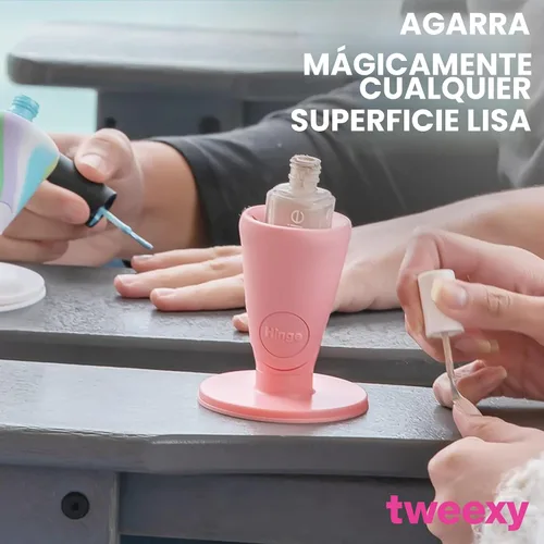 Miniatura 5 de tweexy Soporte para frasco de esmalte de uñas con bisagra a prueba de vuelcos Soporte antiderrame para esmalte de uñas, inclinado, succión de Blush