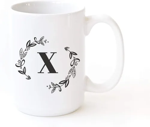 Miniatura 18 de The Cotton & Canvas Co. Botánico personalizado monograma inicial letra A taza de café porcelana cerámica taza de café para ella, para él