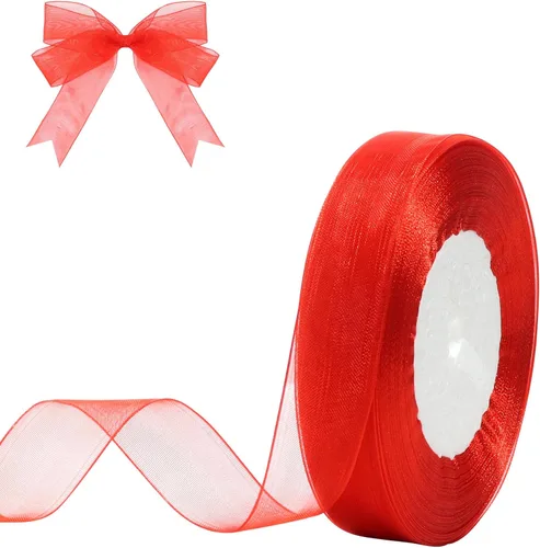 Miniatura 31 de Cinta de organza transparente de 3/4 de pulgada, 50 yardas, cinta de gasa para envolver regalos, decoración de Navidad, Halloween, ramo de boda